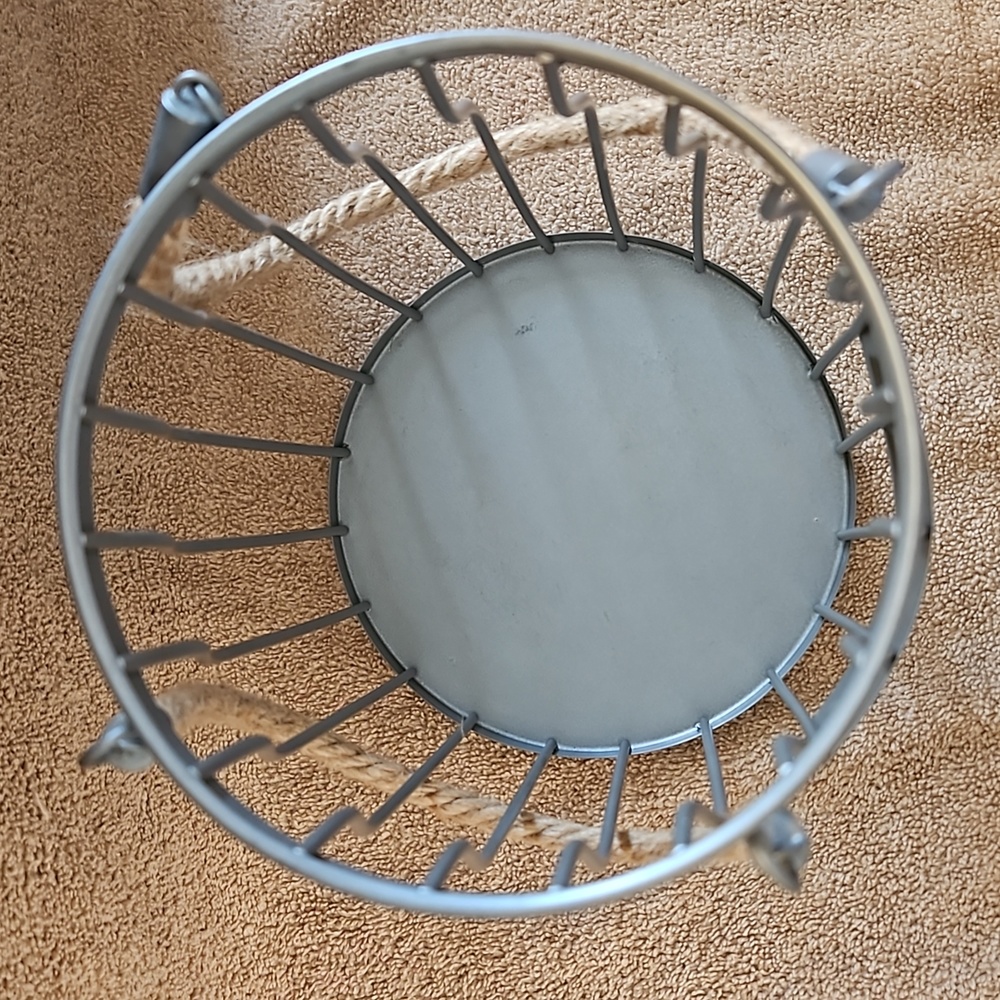 Gray Metal Wire Utensil Basket with Rope Handles T13 - Picture 4 of 4